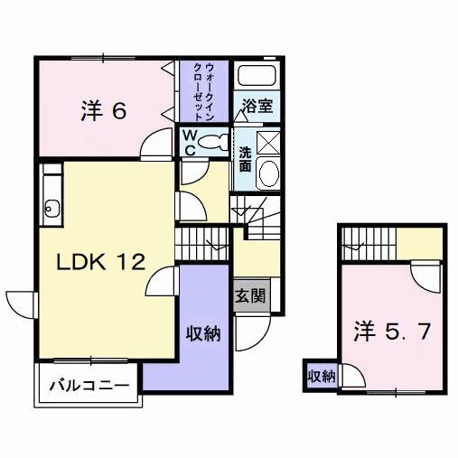 ストーリー愛(2LDK/2階)の間取り写真