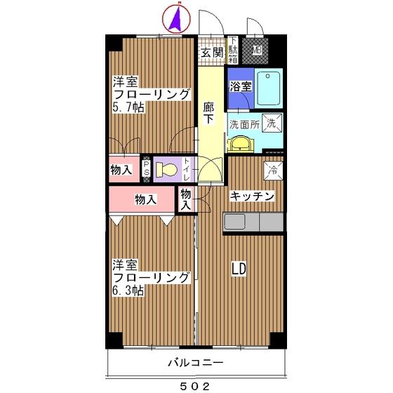 プリマヴェーラ(2LDK/5階)の間取り写真