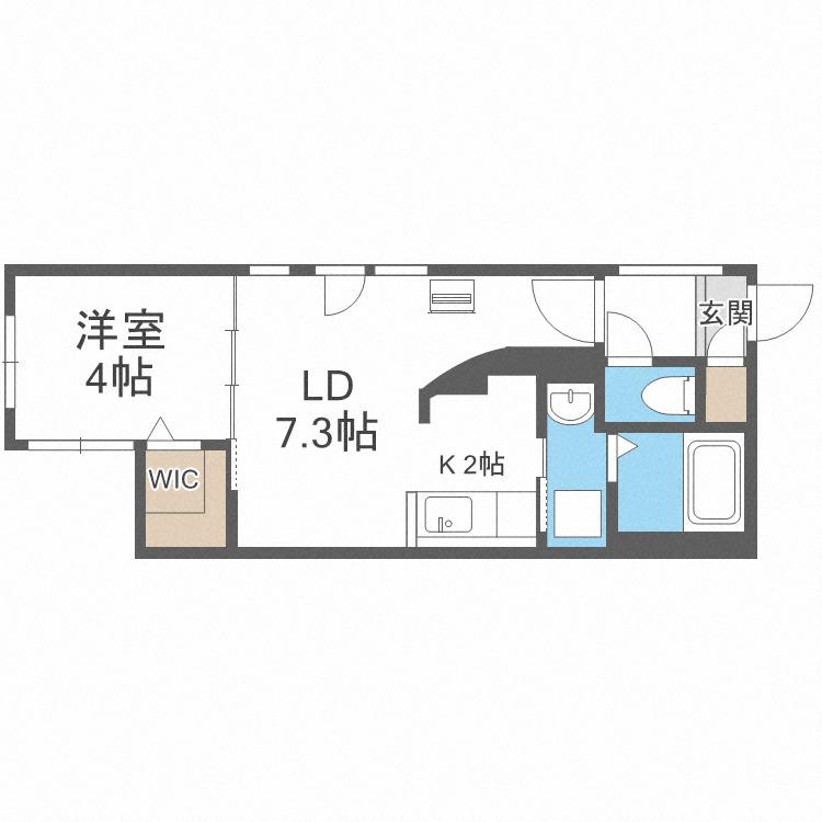 HUGA PREMIUM SUITE(1LDK/3階)の間取り写真
