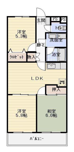 クラウドV(3LDK/4階)の間取り写真