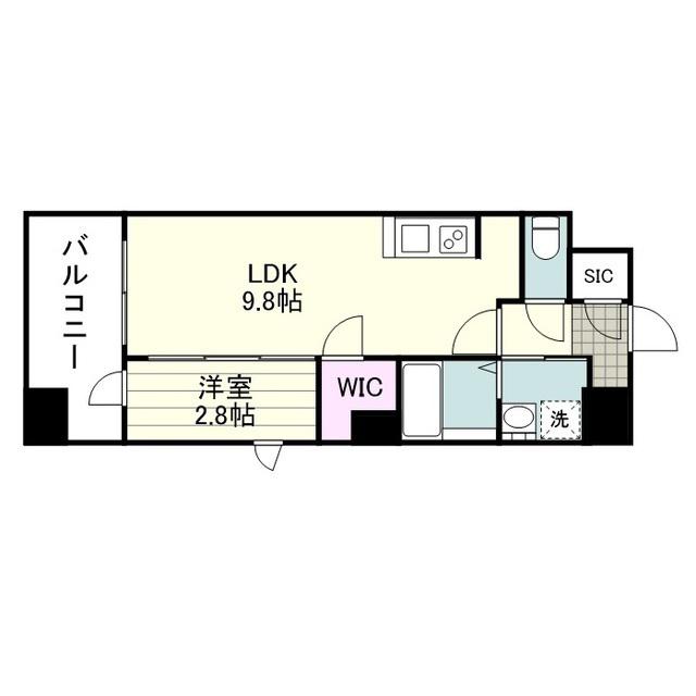 SーRESIDENCE 小川町(1LDK/13階)の間取り写真