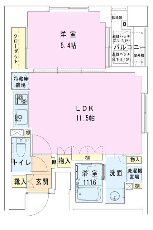 茅場町レジデンス壱番館(1LDK/4階)の間取り写真