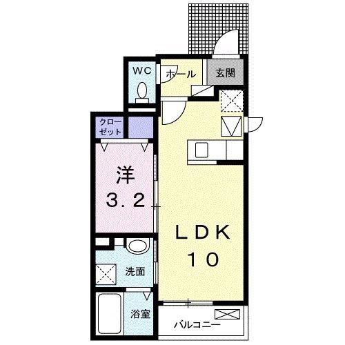 ロイヤルパークII(1LDK/1階)の間取り写真