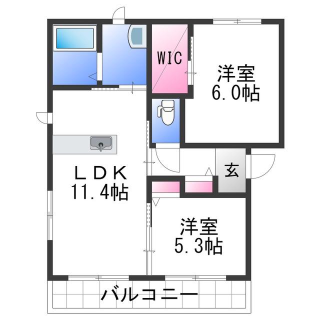 シャーメゾン太田(2LDK/2階)の間取り写真