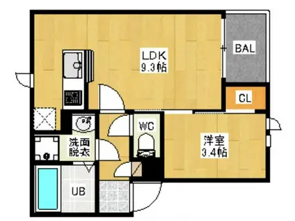 REGALEST FEMA(1LDK/3階)の間取り写真