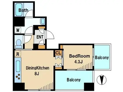 BRILLIA中野(1DK/4階)の間取り写真