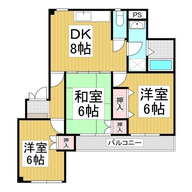 メゾンビル加賀(3DK/5階)の間取り写真
