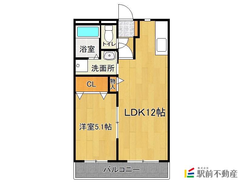 元町パークビル(1LDK/3階)の間取り写真