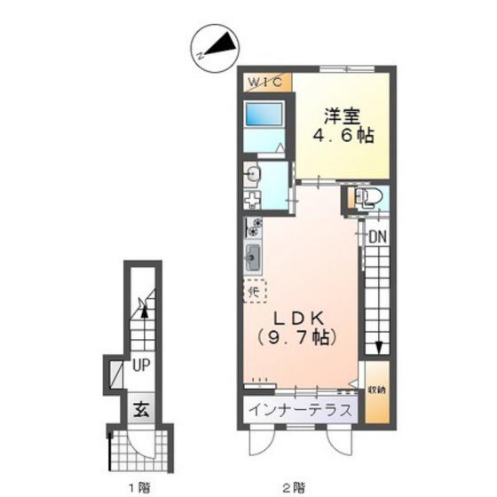 アイリスE(1LDK/2階)の間取り写真
