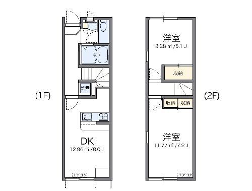 レオパレスKANAYA(2DK/1階)の間取り写真