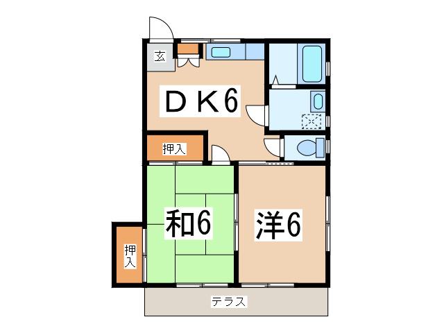 ヴィラアイリーニ(2DK/1階)の間取り写真