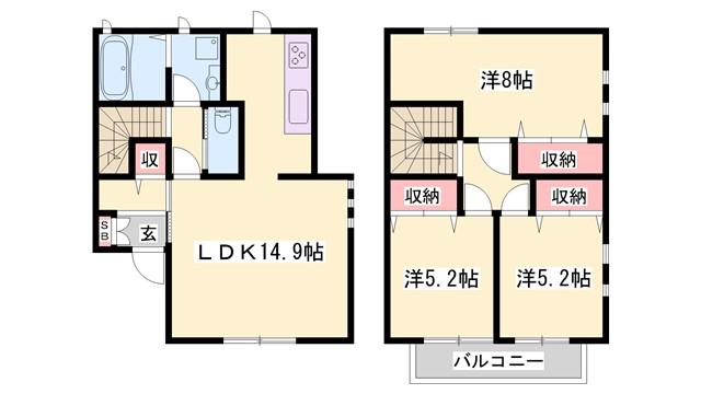 レアル錦が丘A棟(3LDK/1階)の間取り写真