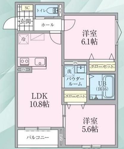 リケナ矢野口(2LDK/2階)の間取り写真