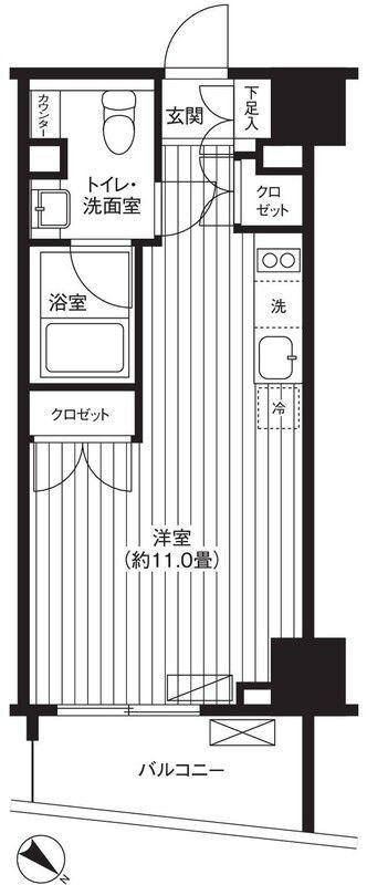 TI-HIGASHIAZABU(ワンルーム/7階)の間取り写真