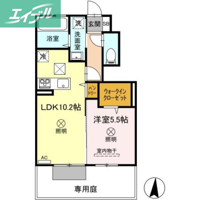 オリーブ(1LDK/1階)の間取り写真