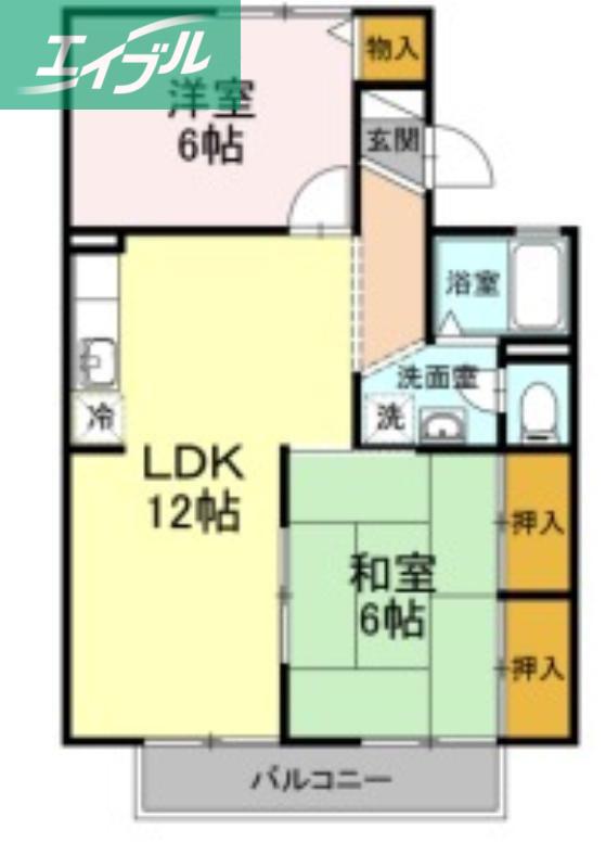 エクシードみどり町(2LDK/2階)の間取り写真