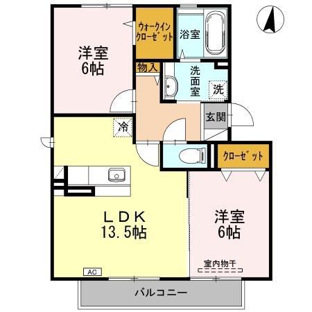 サンパティークC棟(2LDK/2階)の間取り写真