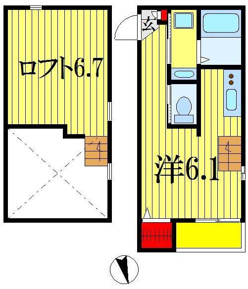 カスティージョいのはな(1K/2階)の間取り写真