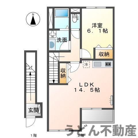 シケイン(1LDK/2階)の間取り写真