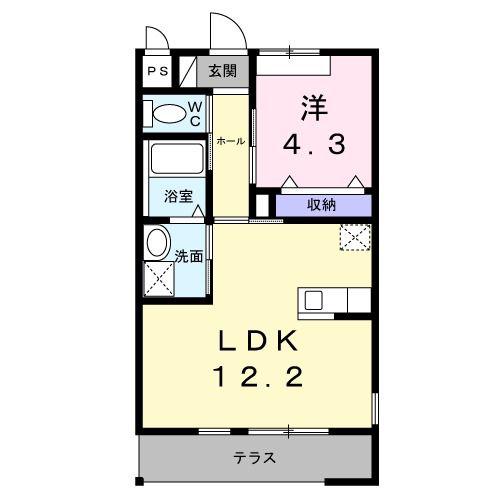 名鉄河和線 高横須賀駅 バス乗車時間：9分 最寄りバス停で下車 徒歩9分 2階建 築10年(1LDK/1階)の間取り写真
