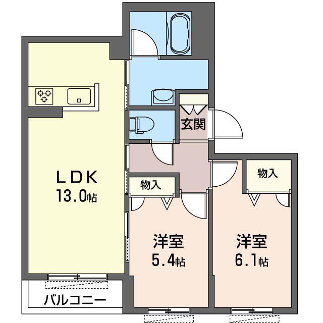 ECRACIE(2LDK/2階)の間取り写真