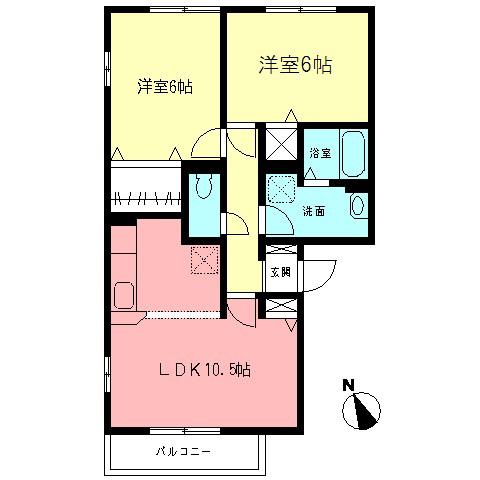 ドエルKII(2LDK/2階)の間取り写真