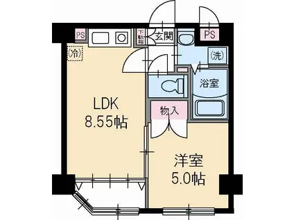 ビラージュ花屋町(1LDK/3階)の間取り写真