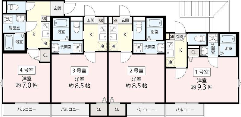 NEXUS I(1K/3階)の間取り写真