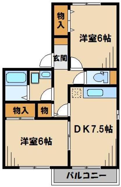 グランシャリオ(2DK/2階)の間取り写真
