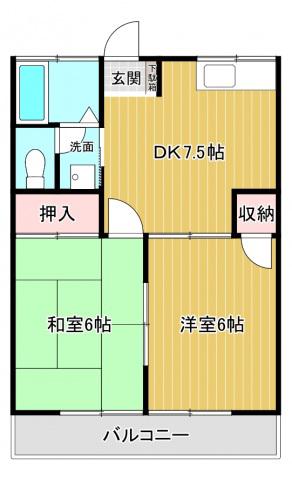 フィールドハイツ(2DK/2階)の間取り写真