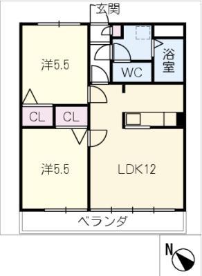 FAMILLEII(2LDK/1階)の間取り写真