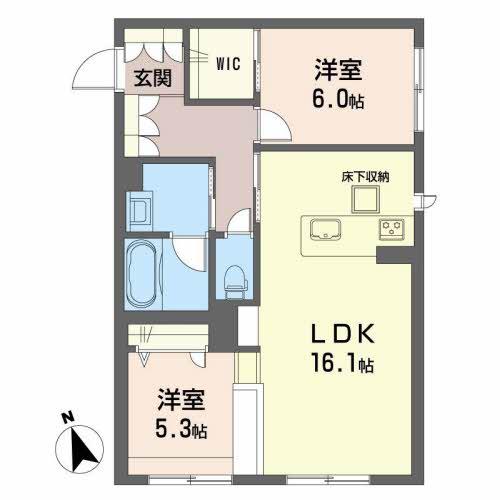 シャーメゾンステージ合川(2LDK/1階)の間取り写真