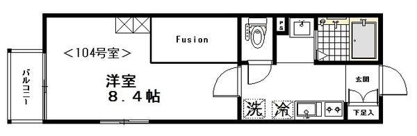 CASA DEL GAT(1K/1階)の間取り写真