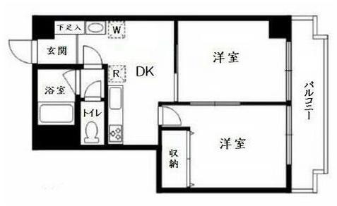 駒沢オリンピックマンション(2DK/2階)の間取り写真
