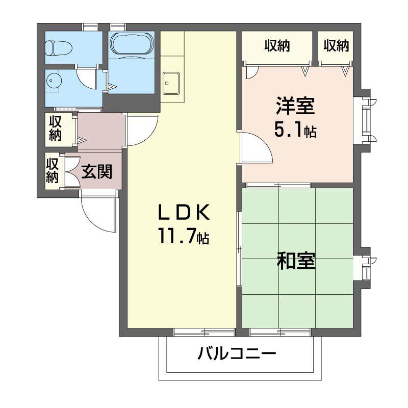 エクセル昭(2LDK/2階)の間取り写真