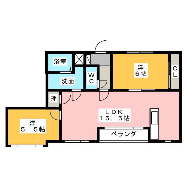 ル・ノール(2LDK/2階)の間取り写真