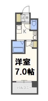 グランセレブ本町(1K/6階)の間取り写真