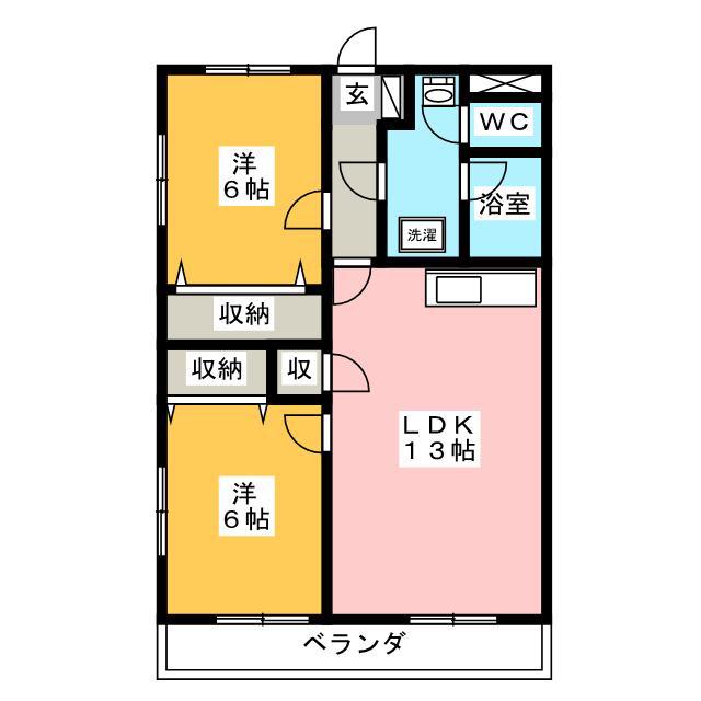 アビタシオンエドヤ(2LDK/3階)の間取り写真