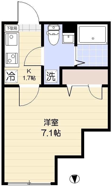 ピュイ西新井(1K/2階)の間取り写真