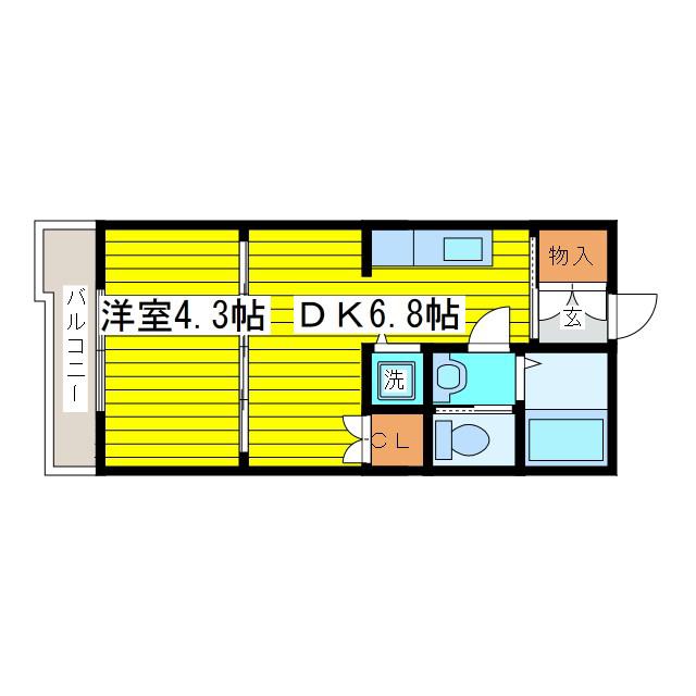 シャトーブラン17(1K/2階)の間取り写真