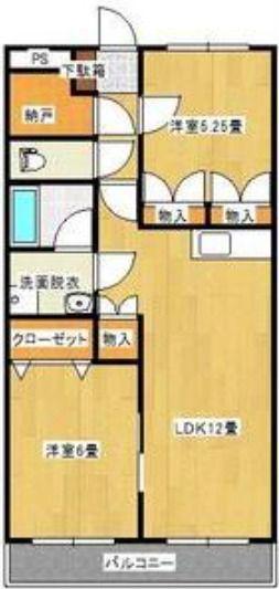プリムローズ(2LDK/1階)の間取り写真