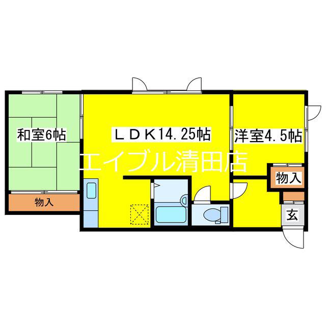 KMリバーハイツ(2LDK/1階)の間取り写真
