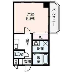 ラピス平野(1K/2階)の間取り写真
