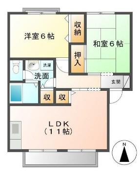メゾンラスタ(2LDK/2階)の間取り写真