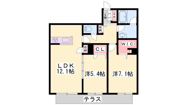シャーメゾンアトリエール(2LDK/1階)の間取り写真