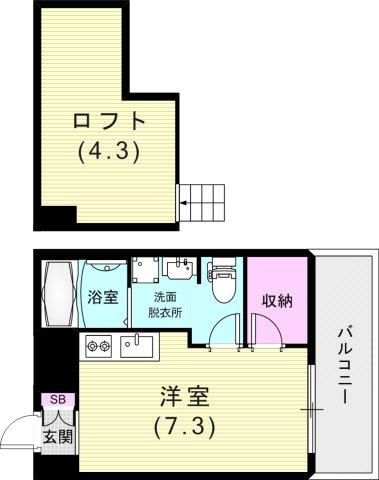 S-FORT神戸小河通(ワンルーム/4階)の間取り写真