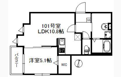地下鉄七隈線 金山駅(福岡) 徒歩12分 3階建 新築(1LDK/2階)の間取り写真