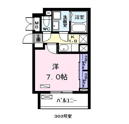 シャローム応仁(1K/3階)の間取り写真
