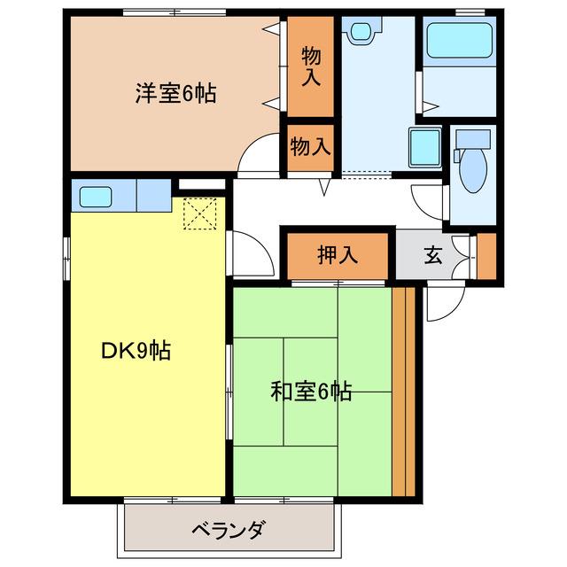 アヴェニール幸(2DK/2階)の間取り写真