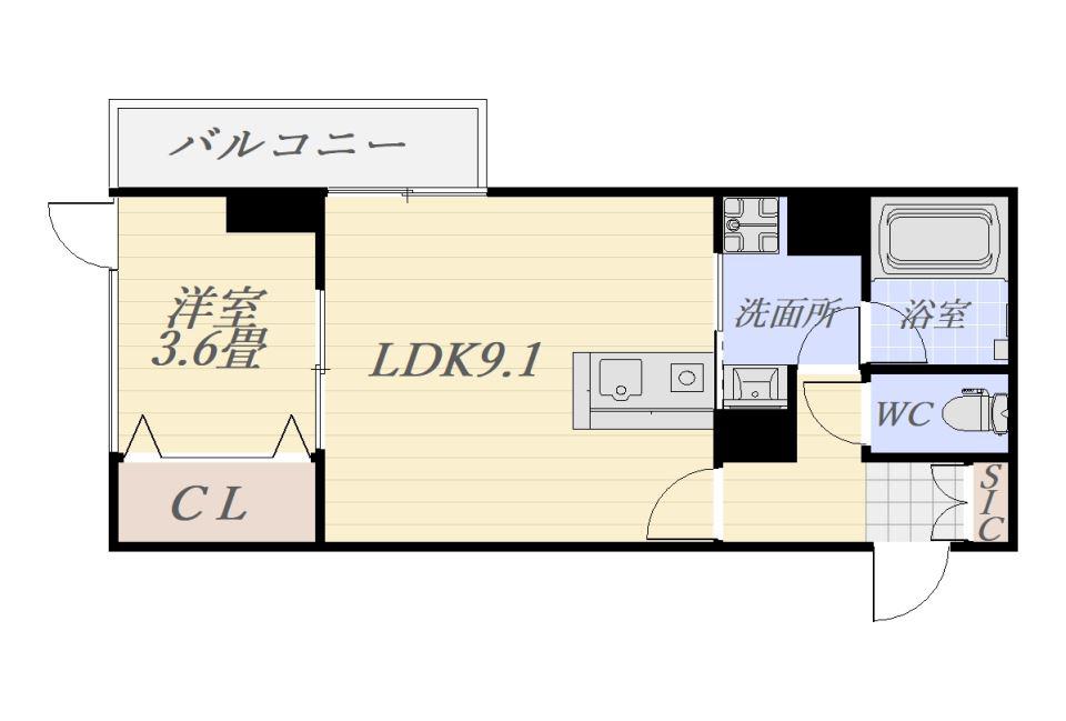 アークネスト高見馬場(1LDK/9階)の間取り写真
